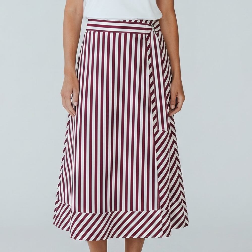 Lafayette 148 Skirt Womens Size 8 Striped Maxi Beach Resort Cotton Brand New NWT